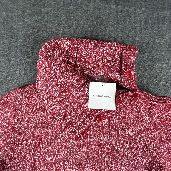Croft & Barrow Marled Sweater Womens Sz Large Red Turtle Neck Cable Knit NWT - Picture 2 of 10